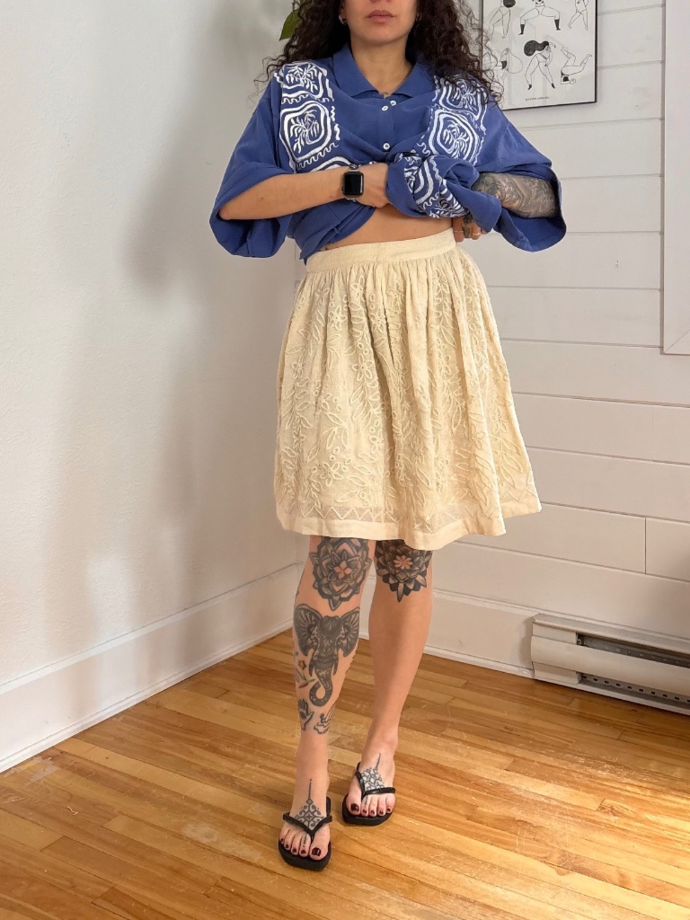 Lilla P mesh embroidered skirt